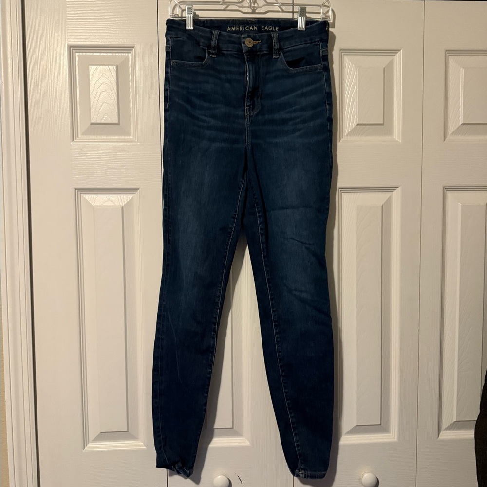 American Eagle Outfitters Women's Dark Blue High Rise Jeans